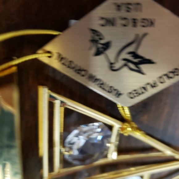 24K GOLD PLATED SAILBOAT ORNAMENT AUSTRIAN CRYSTALS - Picture 3 of 3